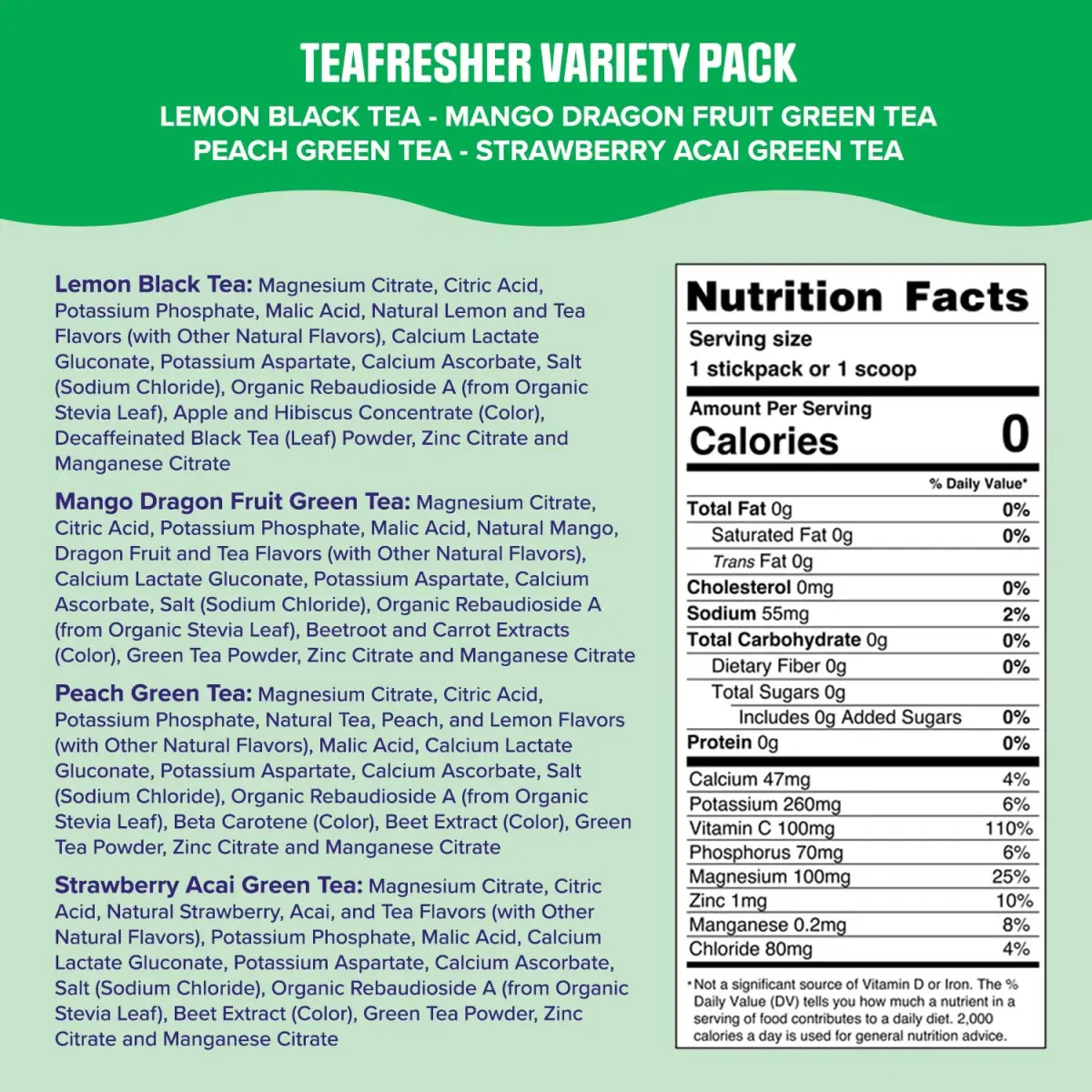 Ultima Replenisher Electrolyte Powder & Instant Tea Drink Mix, TeaFresher Variety, 16 Stickpacks | Sugar Free Hydration with Fruit & Tea Fusions - view 3