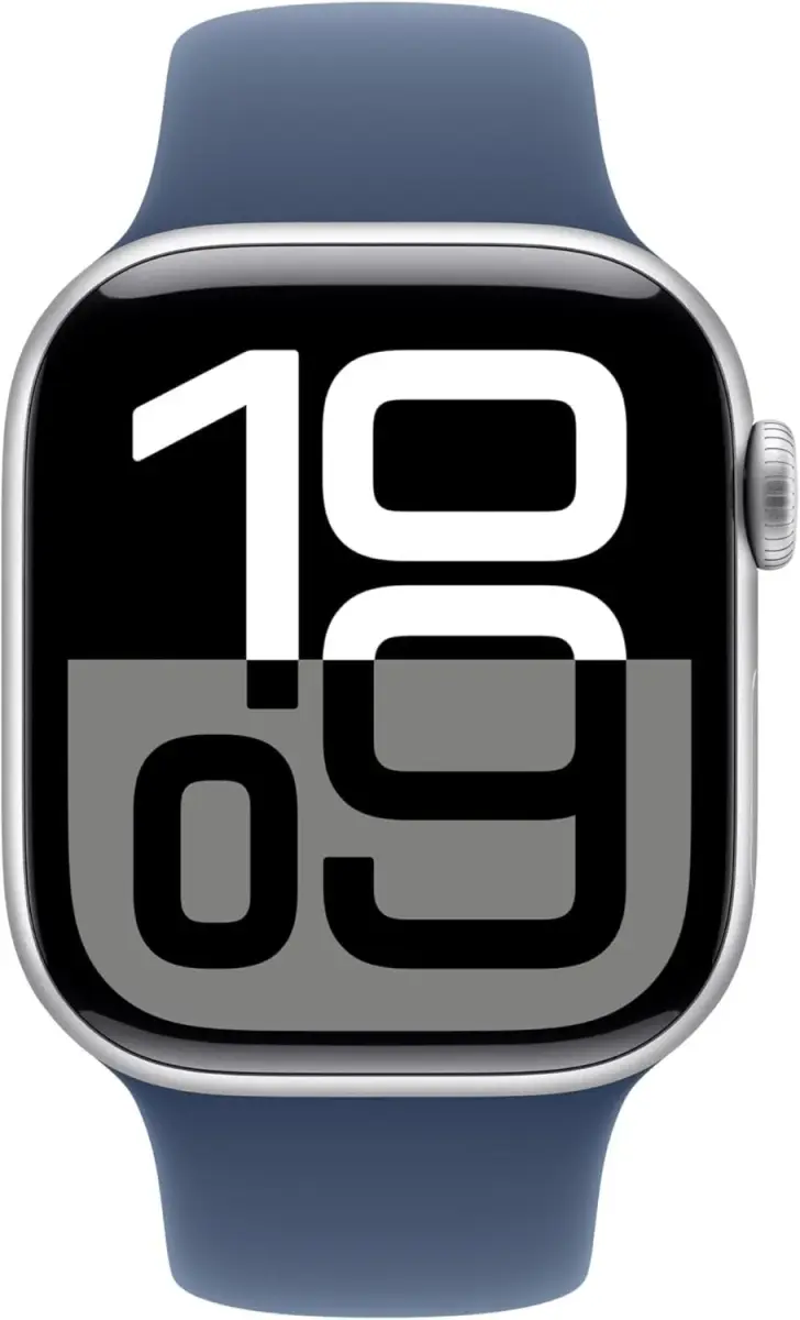 Apple Watch Series 10 [GPS, 42mm] Silver Aluminum Case with Denim Sport Band, M/L (Renewed) | 1.65 inches (42mm) AMOLED Display - view 4