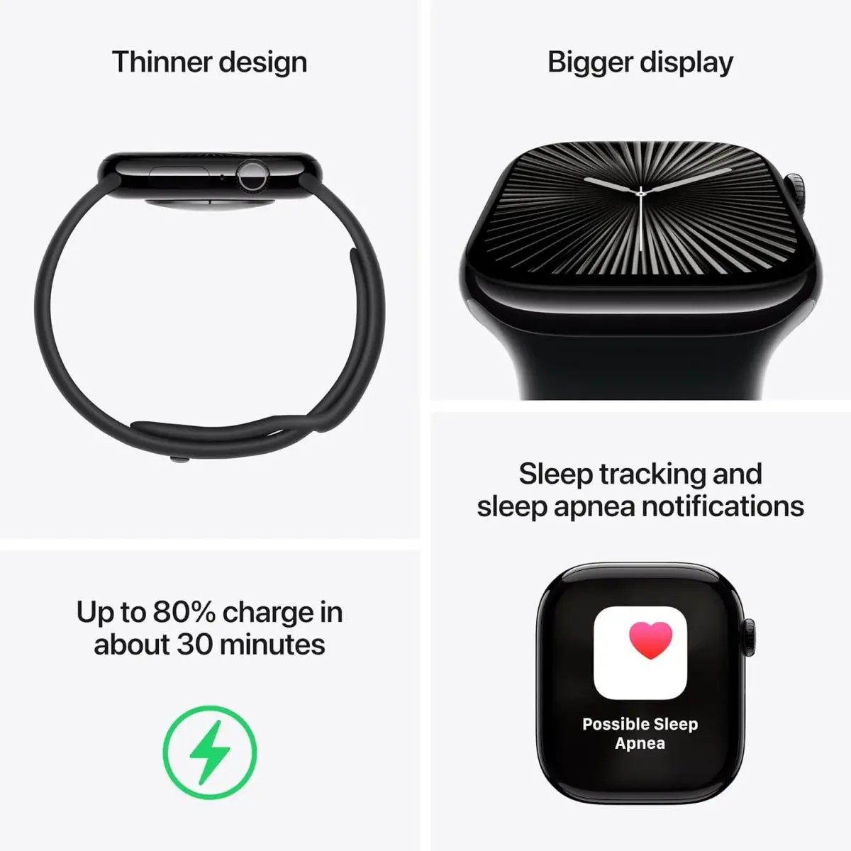 Apple Watch Series 10 [GPS, 42mm] Silver Aluminum Case with Denim Sport Band, M/L (Renewed) | 1.65 inches (42mm) AMOLED Display - view 3