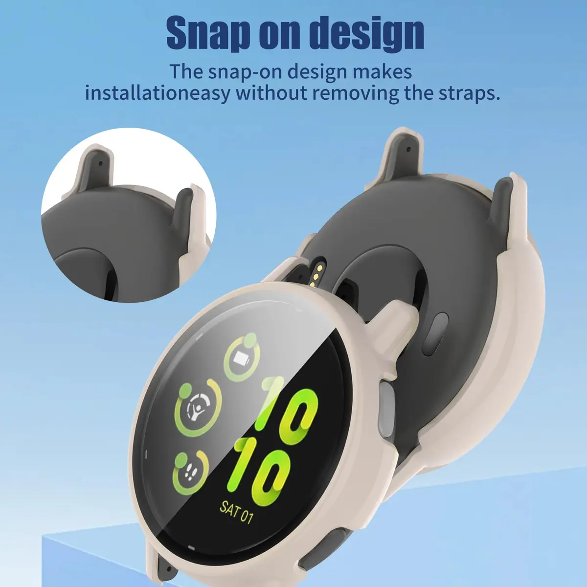 Kimiyaki Full Coverage Case with Tempered Glass for Garmin vivoactive 5 | Beige - view 6