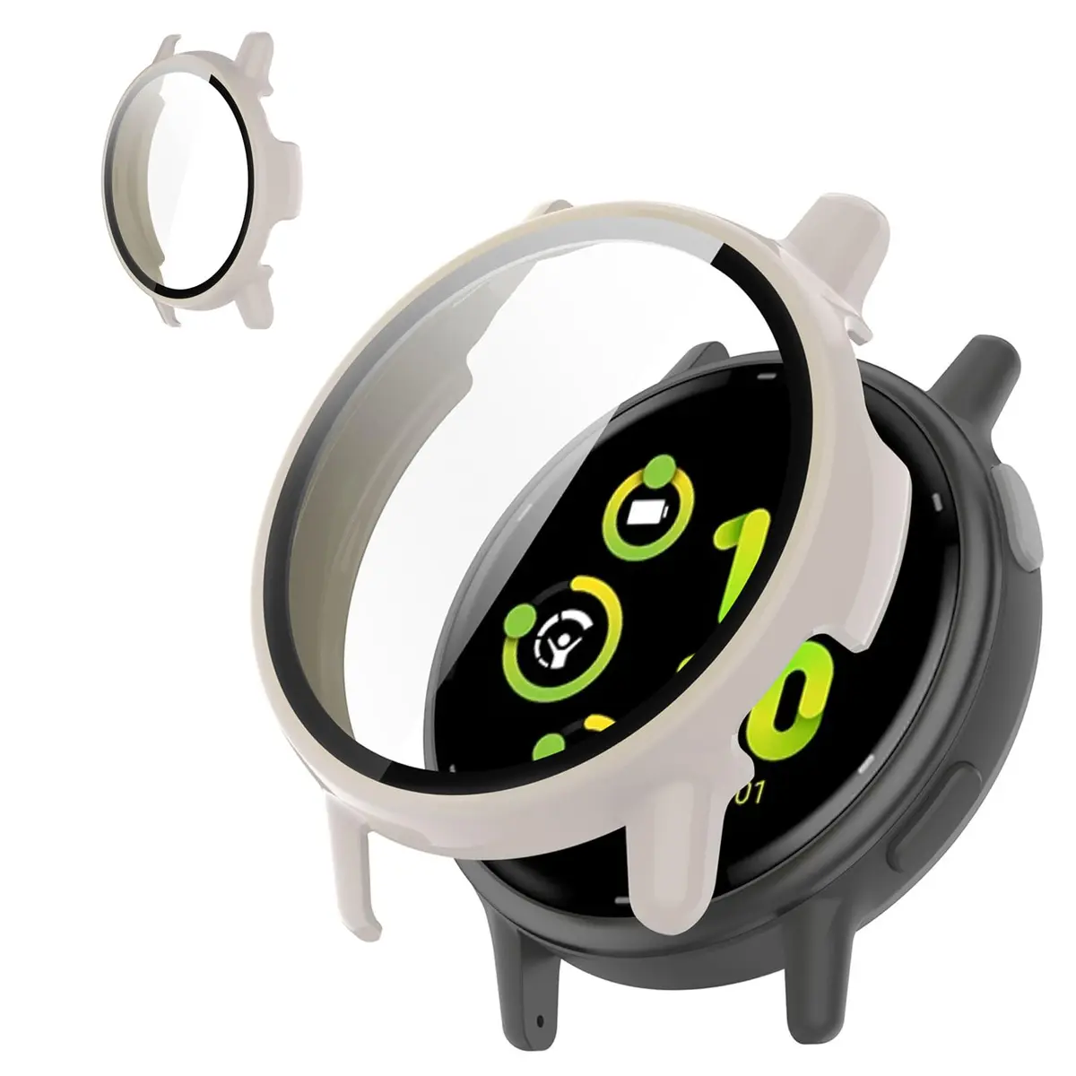 Kimiyaki Full Coverage Case with Tempered Glass for Garmin vivoactive 5 | Beige - main product image