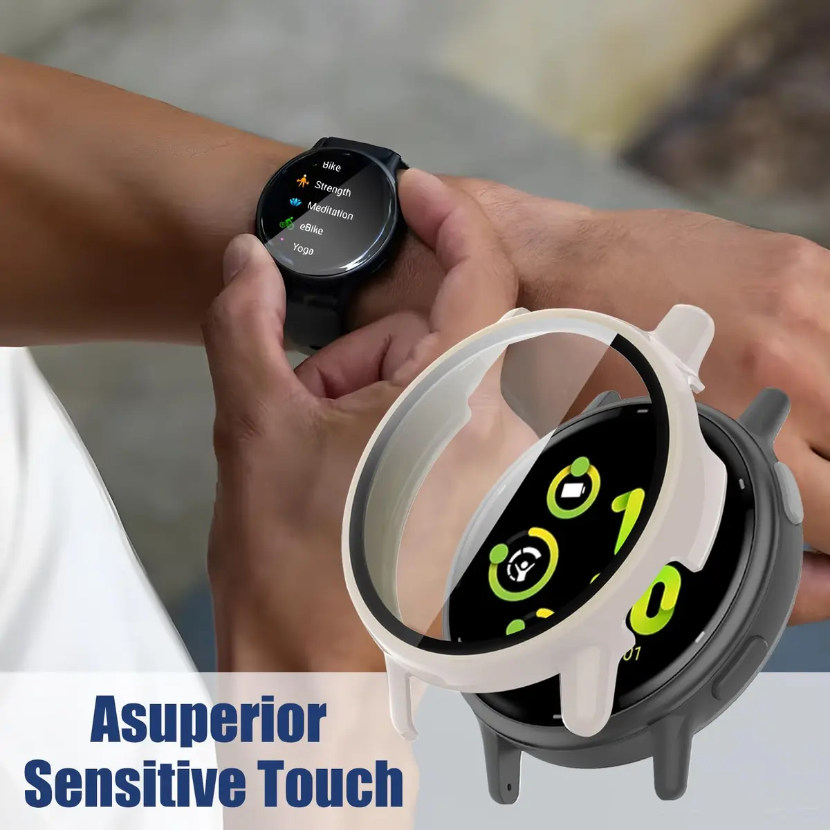Kimiyaki Full Coverage Case with Tempered Glass for Garmin vivoactive 5 | Beige - view 7