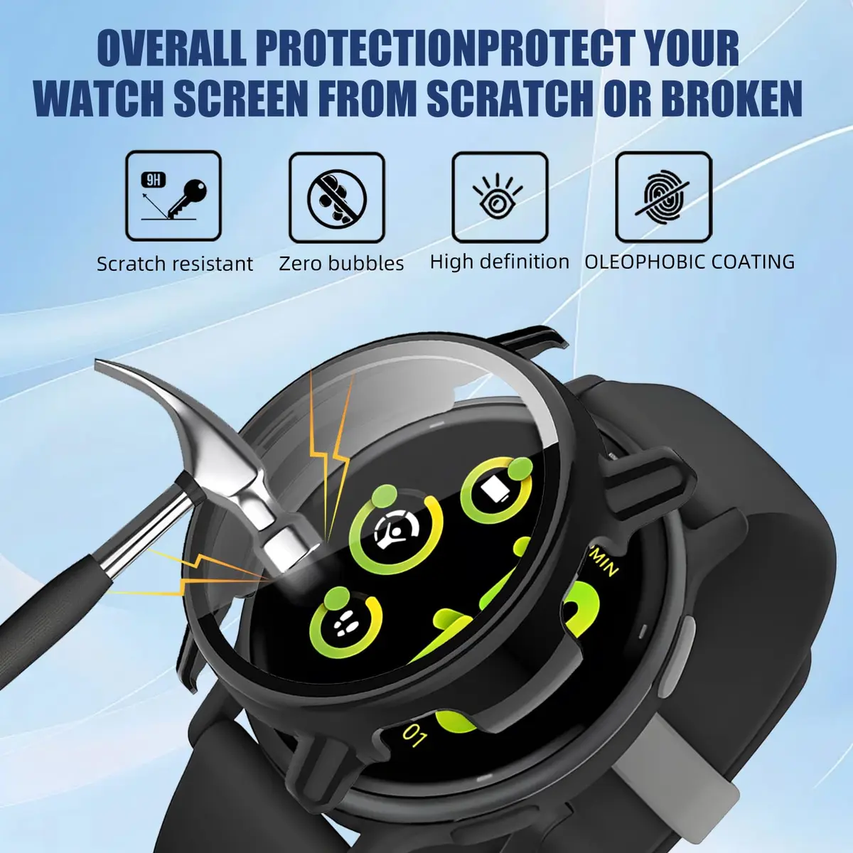 Kimiyaki Black Full Coverage Screen Protector Case for Garmin vivoactive 5 with Tempered Glass Film | 1 Pack - view 5