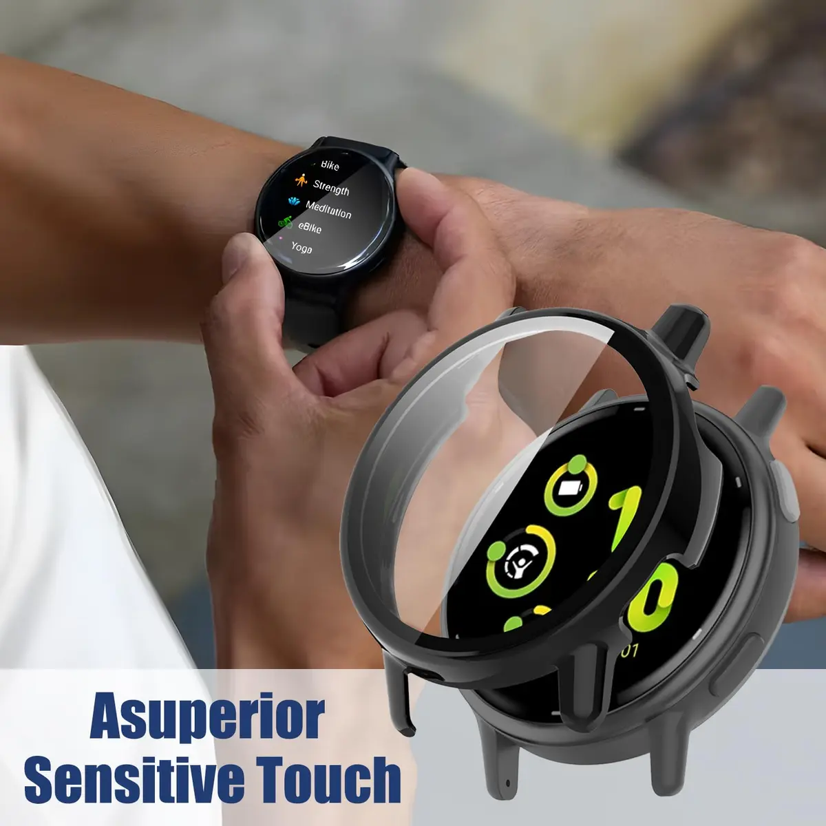 Kimiyaki Black Full Coverage Screen Protector Case for Garmin vivoactive 5 with Tempered Glass Film | 1 Pack - view 7