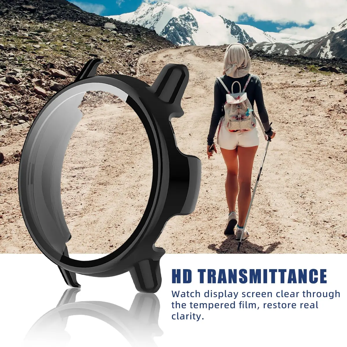 Kimiyaki Black Full Coverage Screen Protector Case for Garmin vivoactive 5 with Tempered Glass Film | 1 Pack - view 8