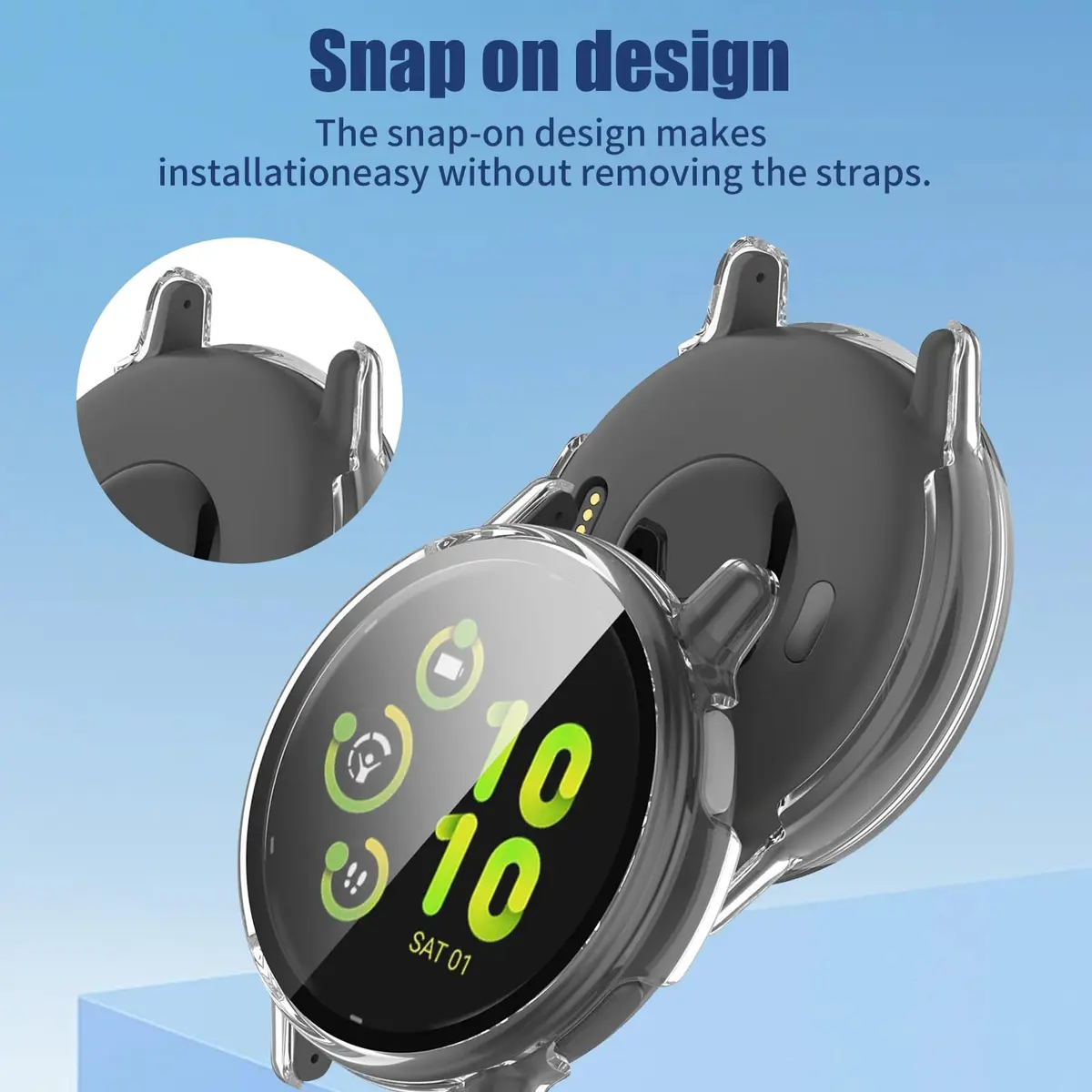 Kimiyaki Full Coverage Screen Protector Case for Garmin vivoactive 5 with Tempered Glass Film | Clear - view 6