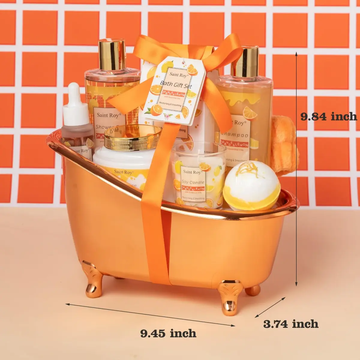 Saint Roy Orange Spa Gift Set for Women | 11-Piece Bath & Body Care Set with Reusable Bathtub - view 7