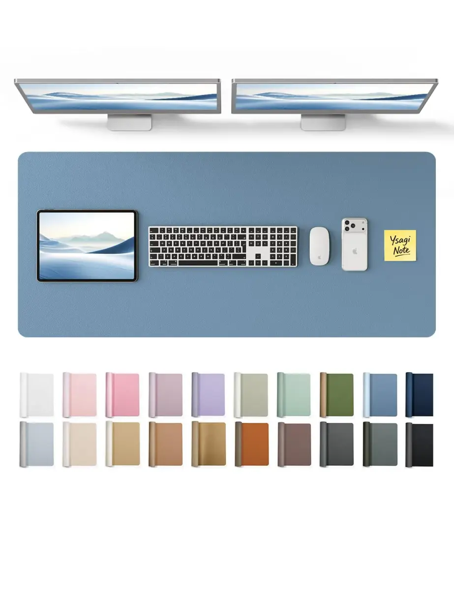 YSAGi Leather Desk Pad Protector 119cm x 43cm (47" x 17") | Protects Desks, Doubles as Large Mouse Pad - main product image