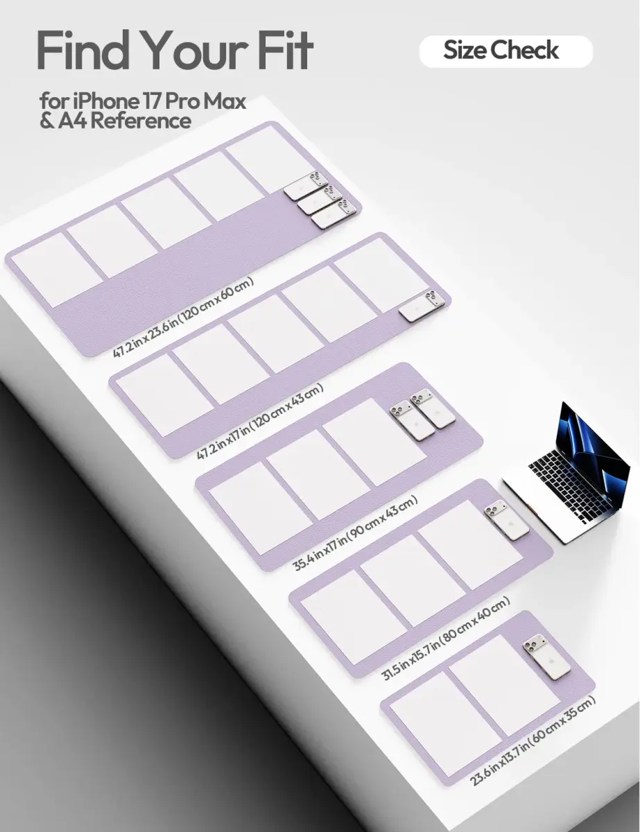 YSAGi Light Purple Leather Desk Pad Protector 47" x 17" | Enhance Your Workspace with Style - view 5