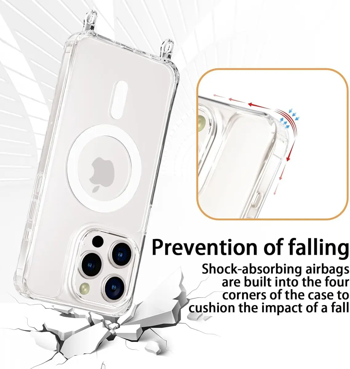 UnnFiko Crossbody Phone Lanyard for iPhone 16 Pro Max | Shockproof Magnetic Case with Strap - view 8