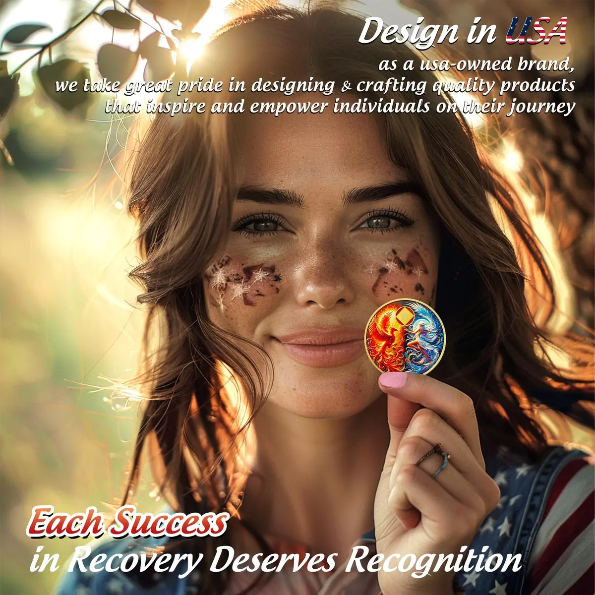 IELCJJ Phoenix Fairy 4 Year Na Medallions | Sun & Moon Sobriety Coin, 1.37" Diameter, Gold Plated, Recovery Milestone - view 4