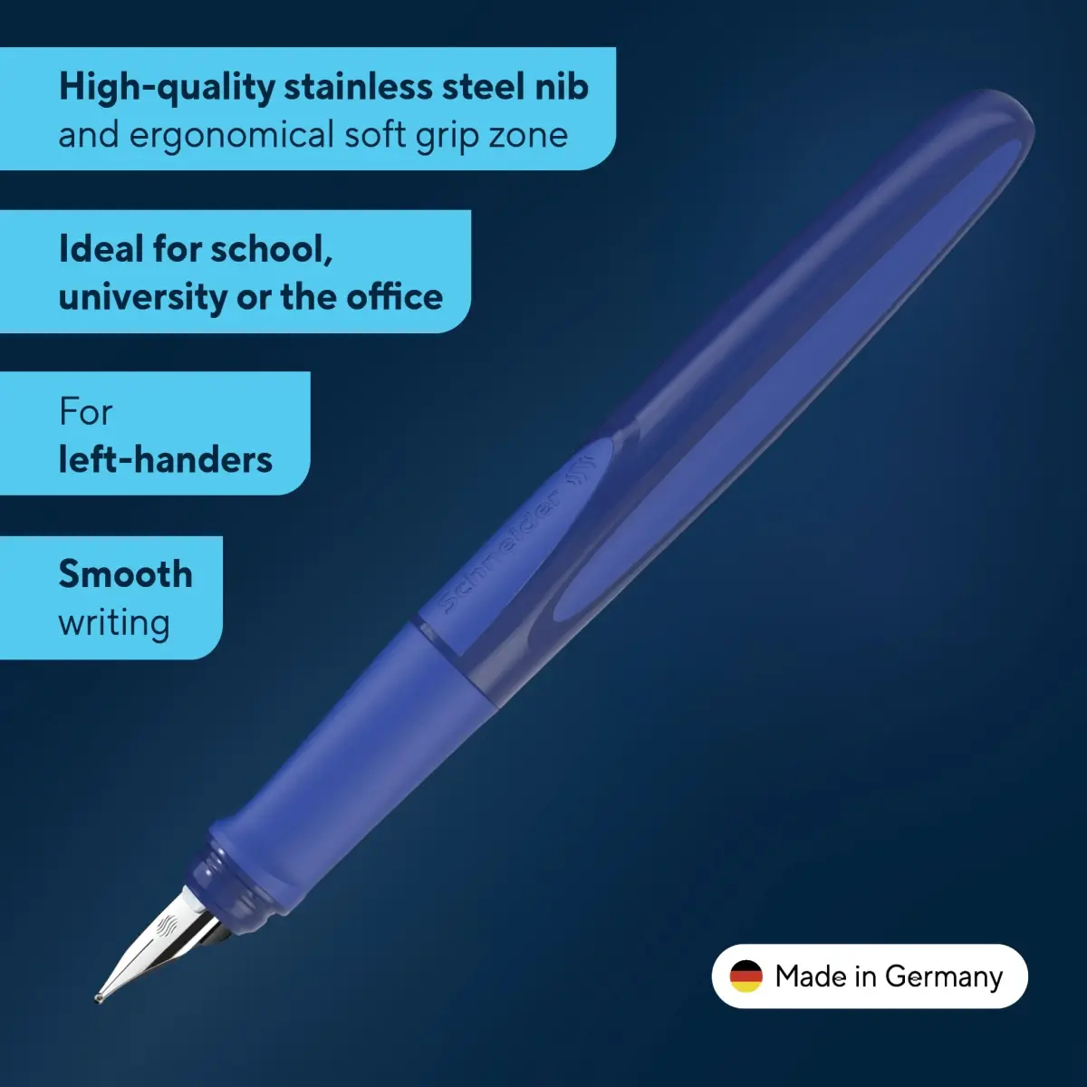 Schneider Ray Left-Handed Fountain Pen M+ Line Size, 14cm (5.5in) | German Precision Writing - view 2