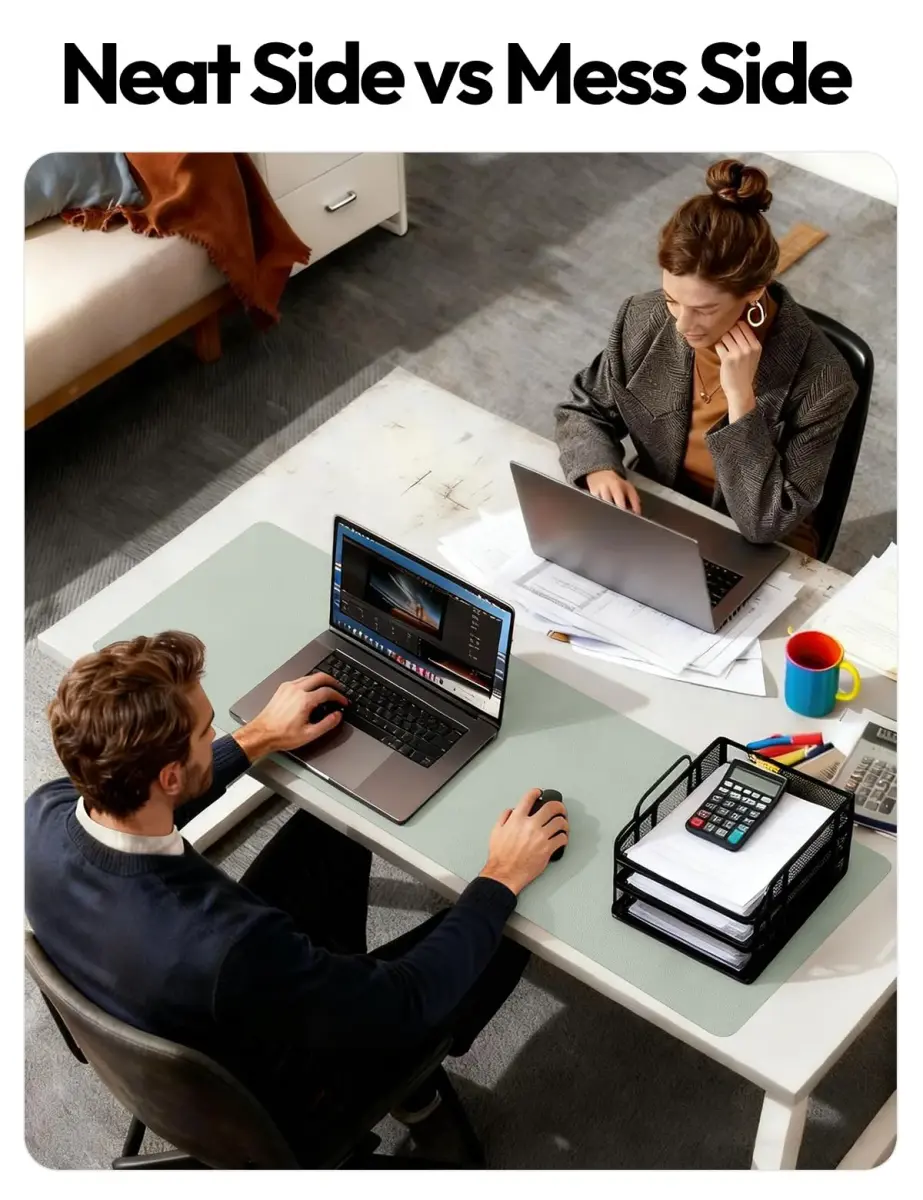 YSAGi Grayish Green Desk Pad Protector Large Mouse Pad (47" x 17") | Protects Desk Surface - view 5