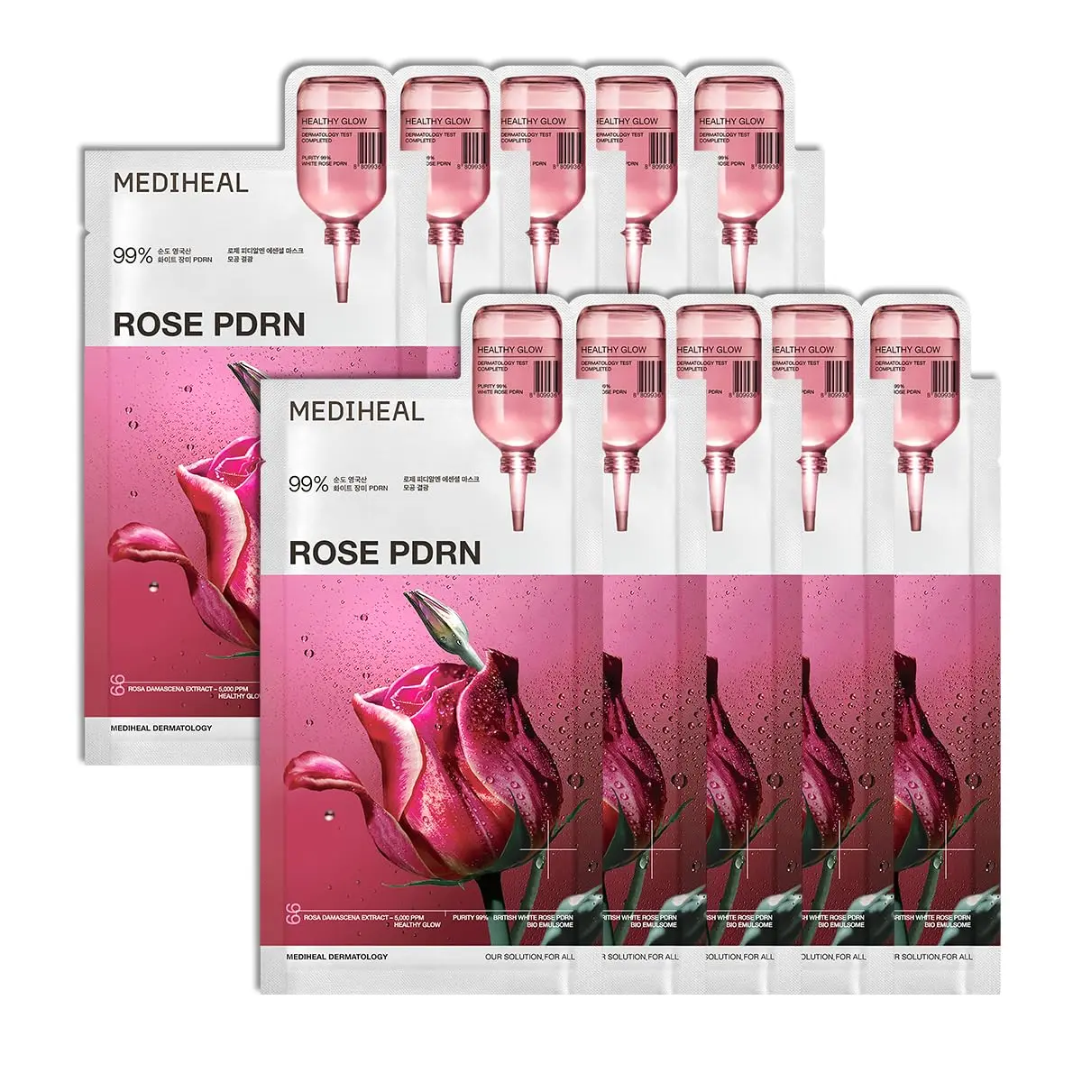 MEDIHEAL Rose PDRN Essential Face Sheet Mask 10ea | Korean Skincare for Healthy Glow - main product image