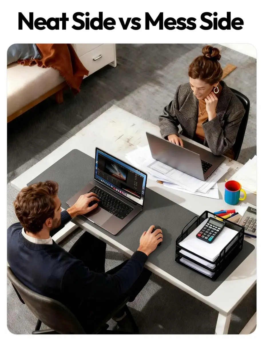 YSAGi Leather Desk Pad Protector Dark Grey 120cm (47") x 43cm (17") | Large Non-Slip Mouse Mat for Office & Home - view 6