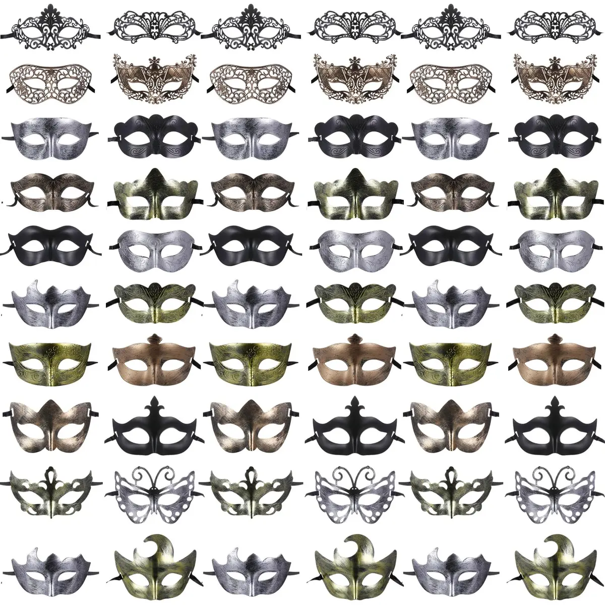Chivao 60 Pcs Halloween Masquerade Masks Bulk | Elegant Venetian Masks for Parties - main product image