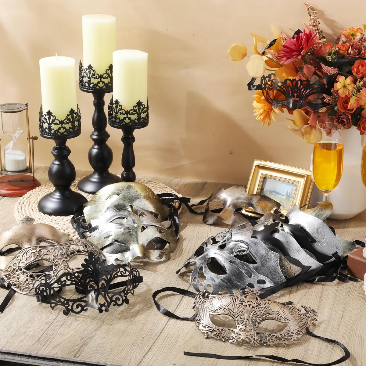 Chivao 60 Pcs Halloween Masquerade Masks Bulk | Elegant Venetian Masks for Parties - view 7