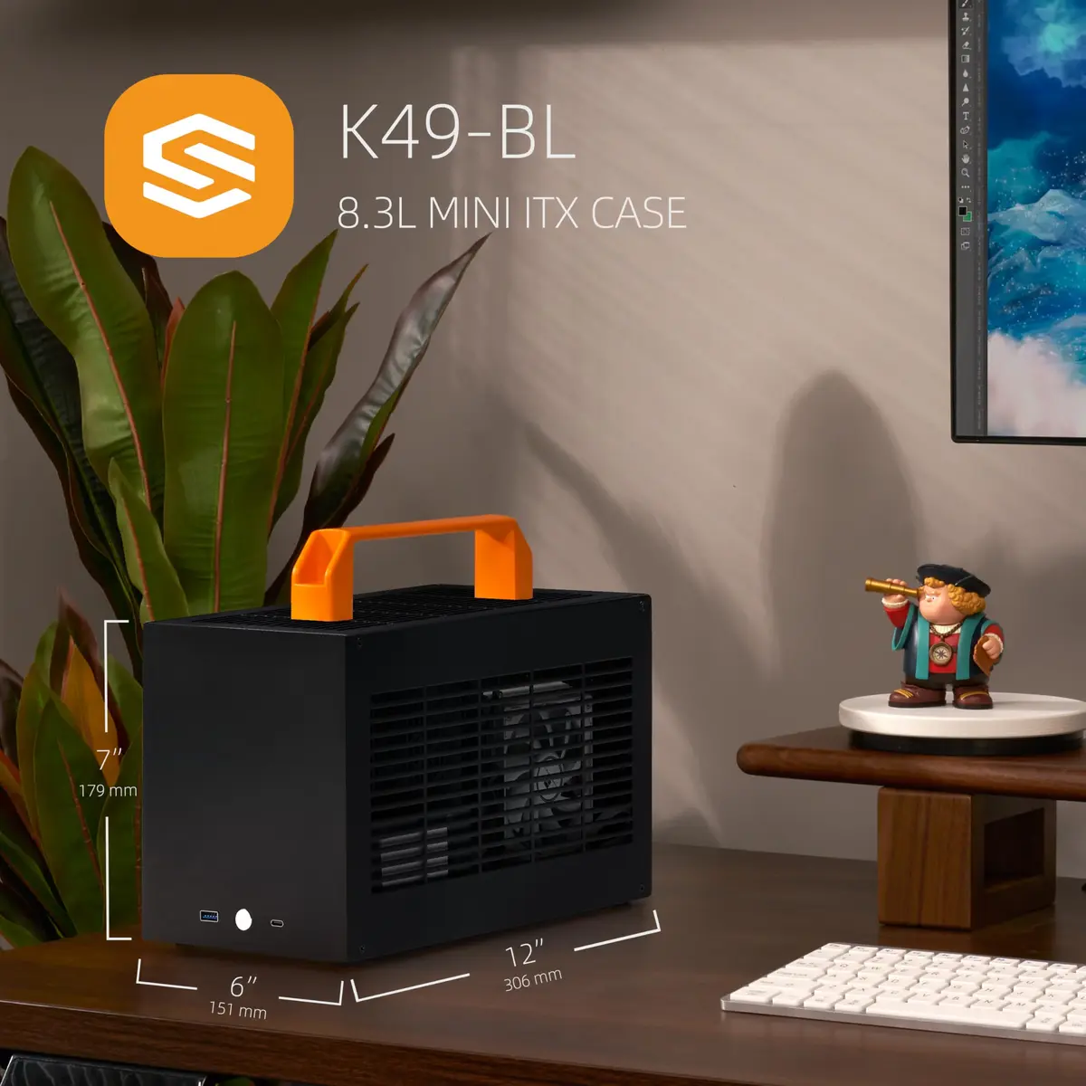 SGPC K49BL 8.3L Mini ITX Case, Portable SFF Chassis, Black Standard Edition | Compact Gaming & Workstation Build - view 3