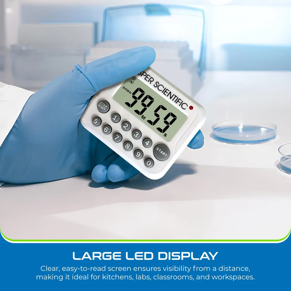 Sper Scientific Digital Count Up/Down Timer 810003 with Large Display & Loud Alarm | 99-Minute Countdown Timer for Labs, Cooking, Workouts, Classroom - view 3