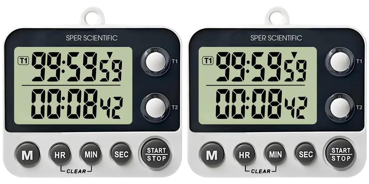 Sper Scientific 2 Channel Digital Lab & Kitchen Timer 2-Pack | Dual Countdown Timer with Large Display & Loud Alarm - main product image
