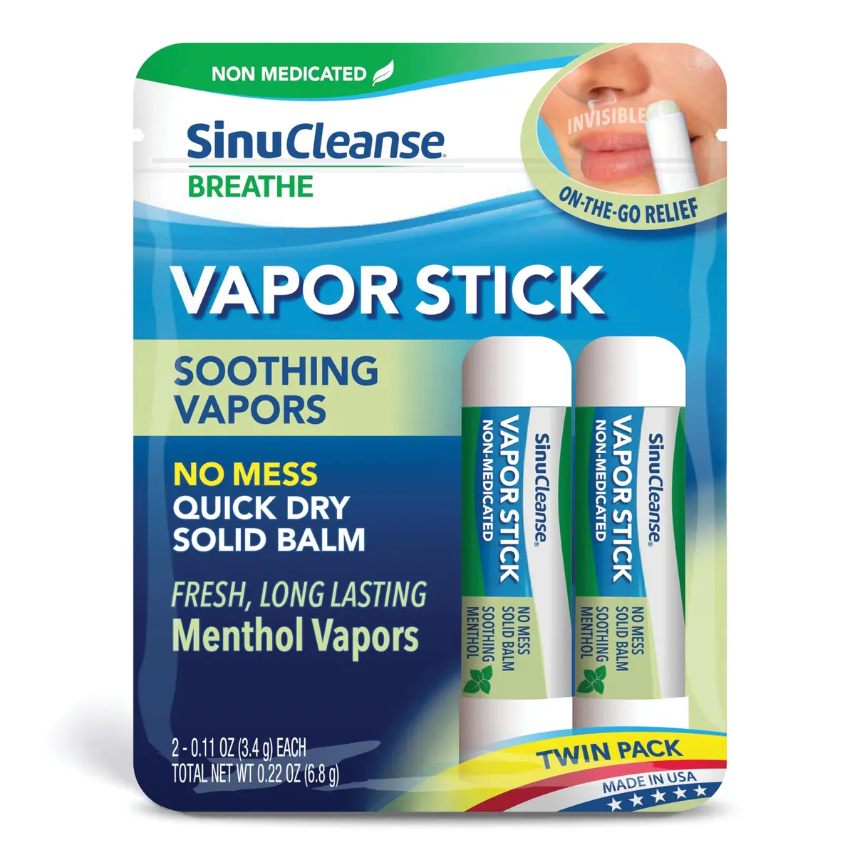 SinuCleanse Vapor Stick 0.11 Oz Solid Balm | Portable Nasal Relief, Non-Medicated, Made in USA - main product image
