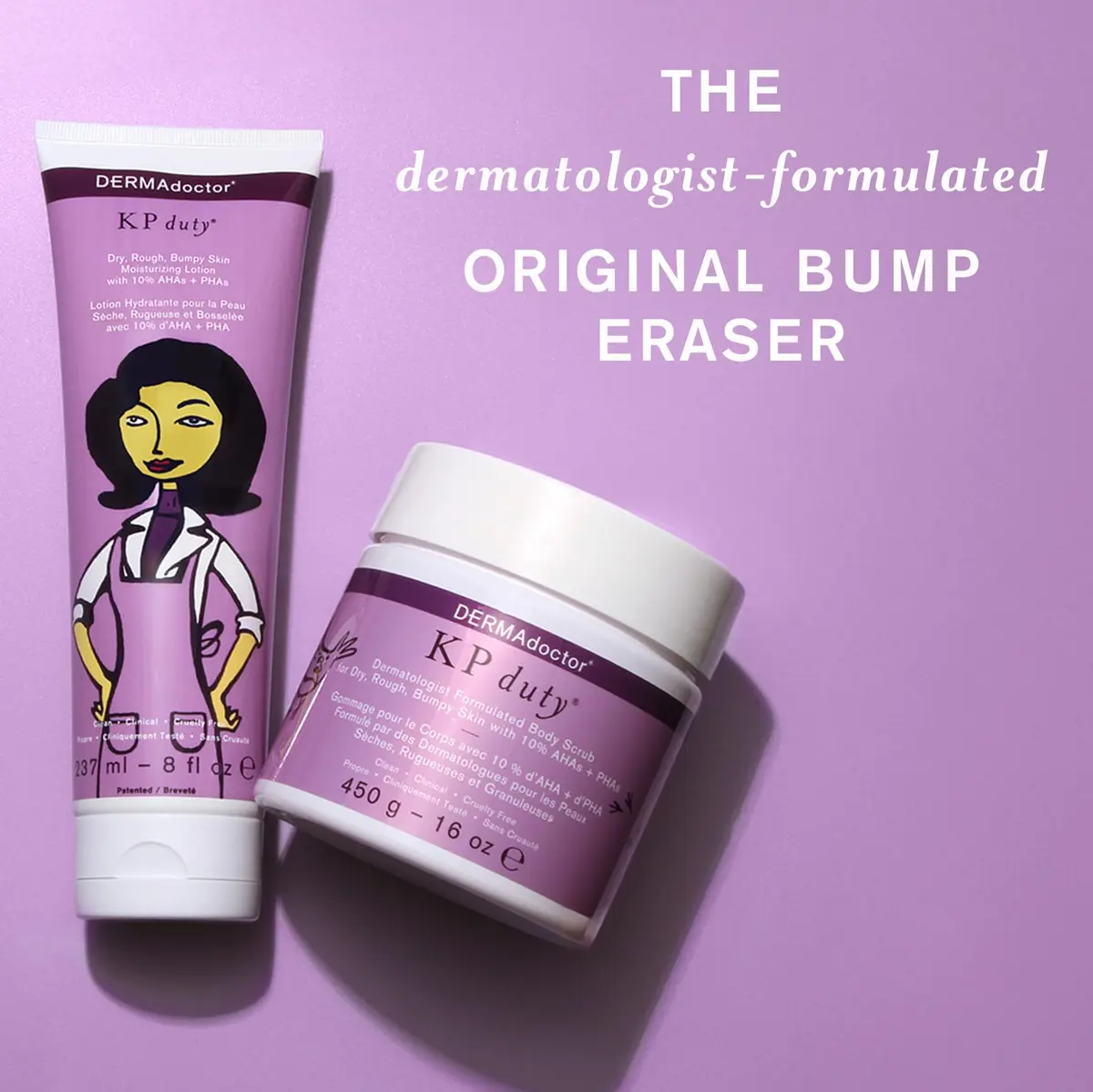 DERMAdoctor KP Bump Eraser Body Scrub 16 oz with Lotion 8 oz 10% AHA + PHAs Dermatologist Formulated Exfoliant - 24 oz - view 6