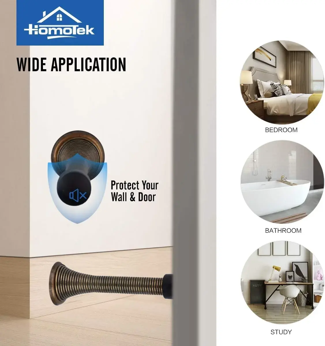 HOMOTEK Spring Door Stopper 50 Pack Antique Brass | Protects Walls and Doors - view 5