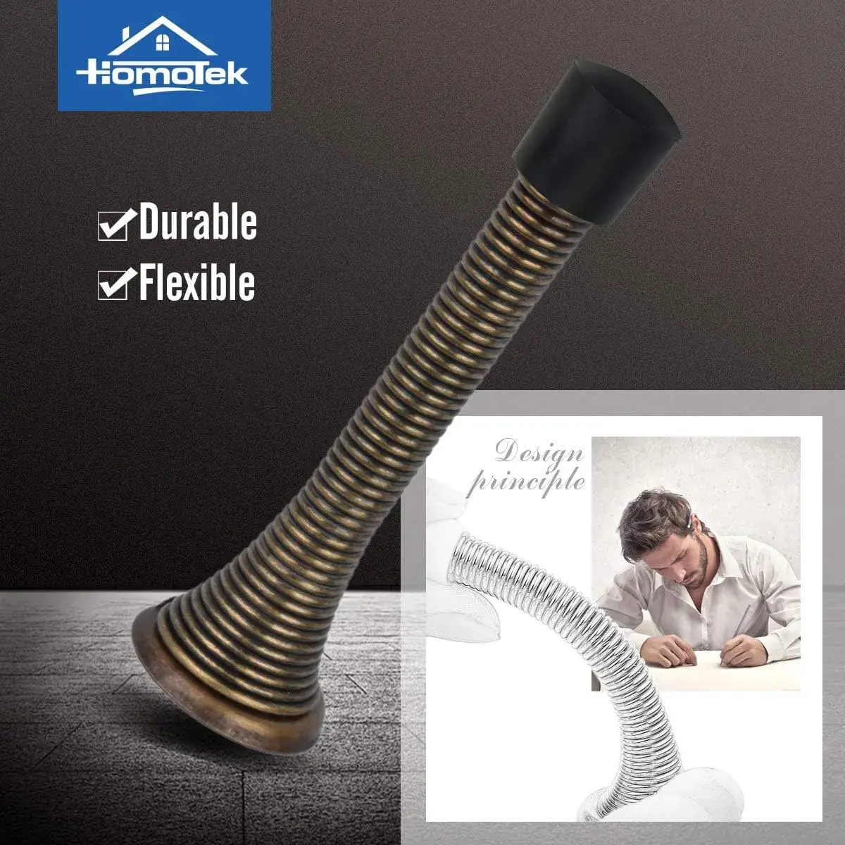 HOMOTEK Spring Door Stopper 50 Pack Antique Brass | Protects Walls and Doors - view 2