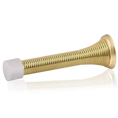 HOMOTEK Spring Door Stopper with Rubber Bumper, 50 Pack Bright Brass | Protects Walls & Doors - main product image