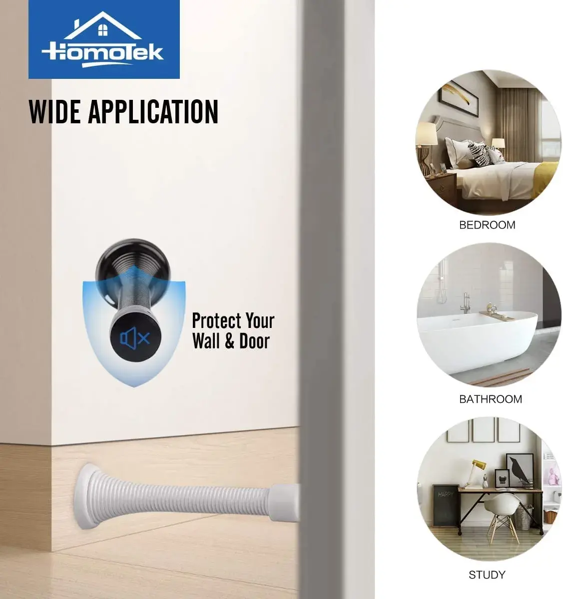 HOMOTEK White Spring Door Stops 40 Pack | Protects Walls and Doors - view 3