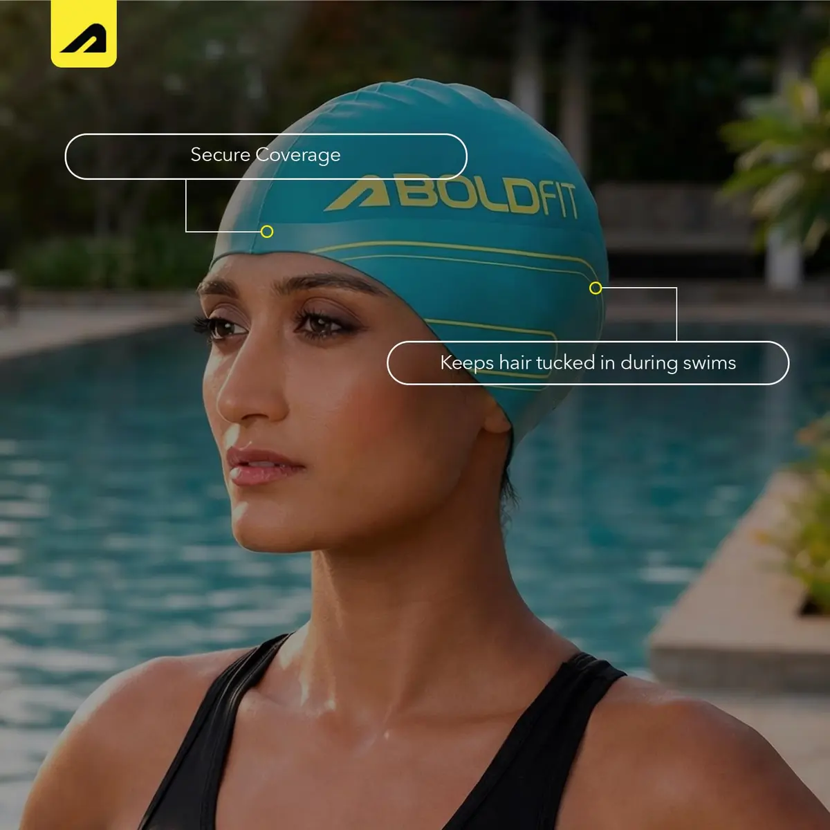 Boldfit Swimming Cap for Women Silicone Long Hair | Waterproof, UV Protection, Easy Fit - view 6