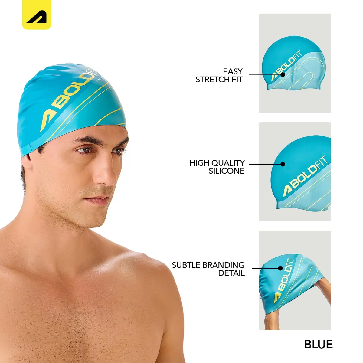 Boldfit Swimming Cap for Women Silicone Long Hair | Waterproof, UV Protection, Easy Fit - view 2