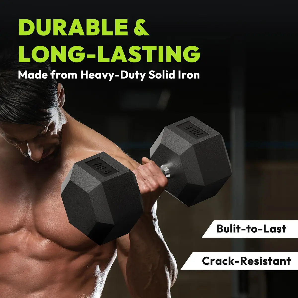HANDBODE Rubber Encased Hex Dumbbell Pair, 17.5 lb | Durable, Versatile Home Gym Weights - view 8