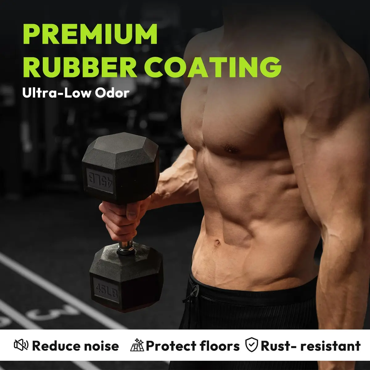 HANDBODE Rubber Encased Hex Dumbbell Pair, 17.5 lb | Durable, Versatile Home Gym Weights - view 3