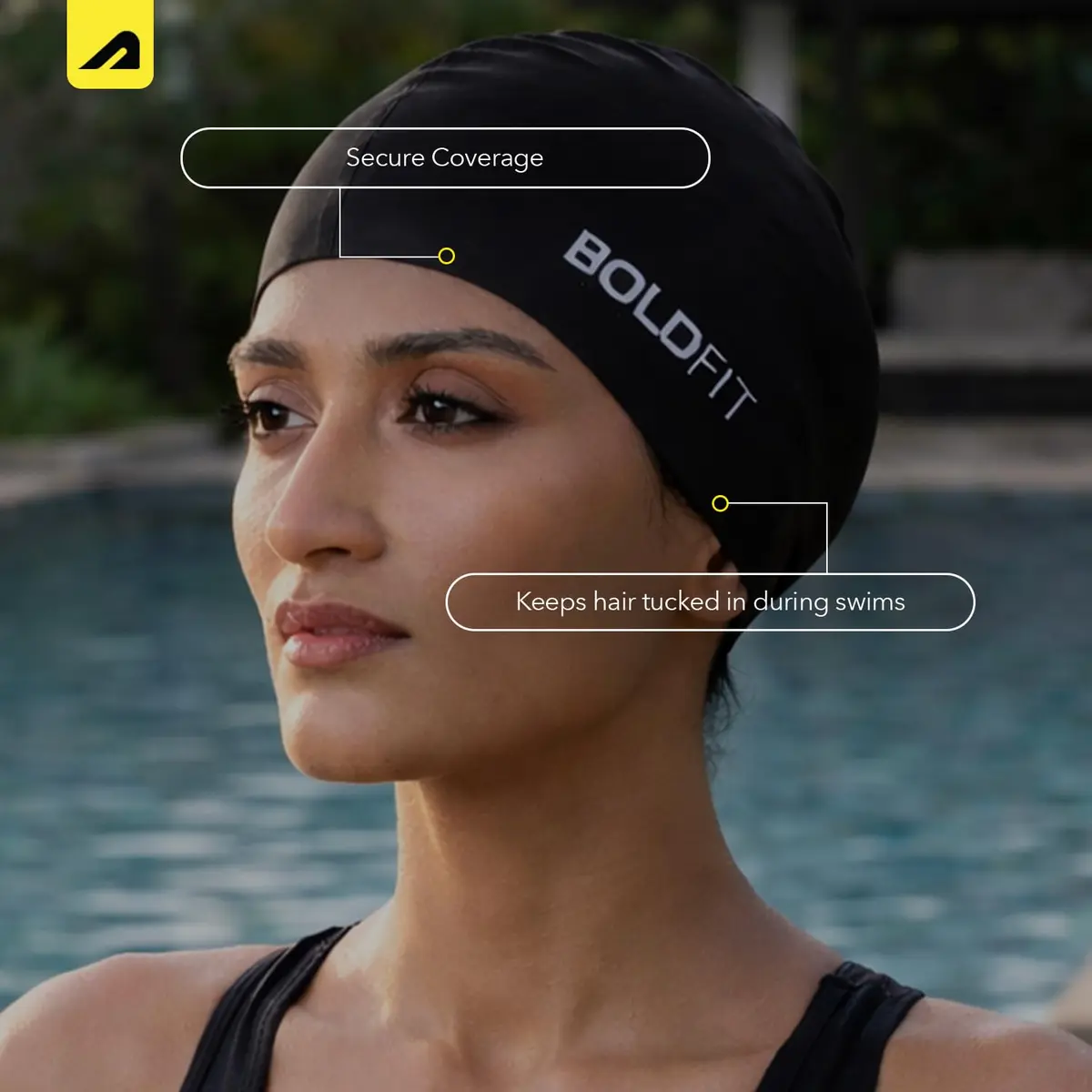 Boldfit Swimming Cap for Women Silicone Long Hair | Waterproof, UV Protection, Easy Fit - view 6