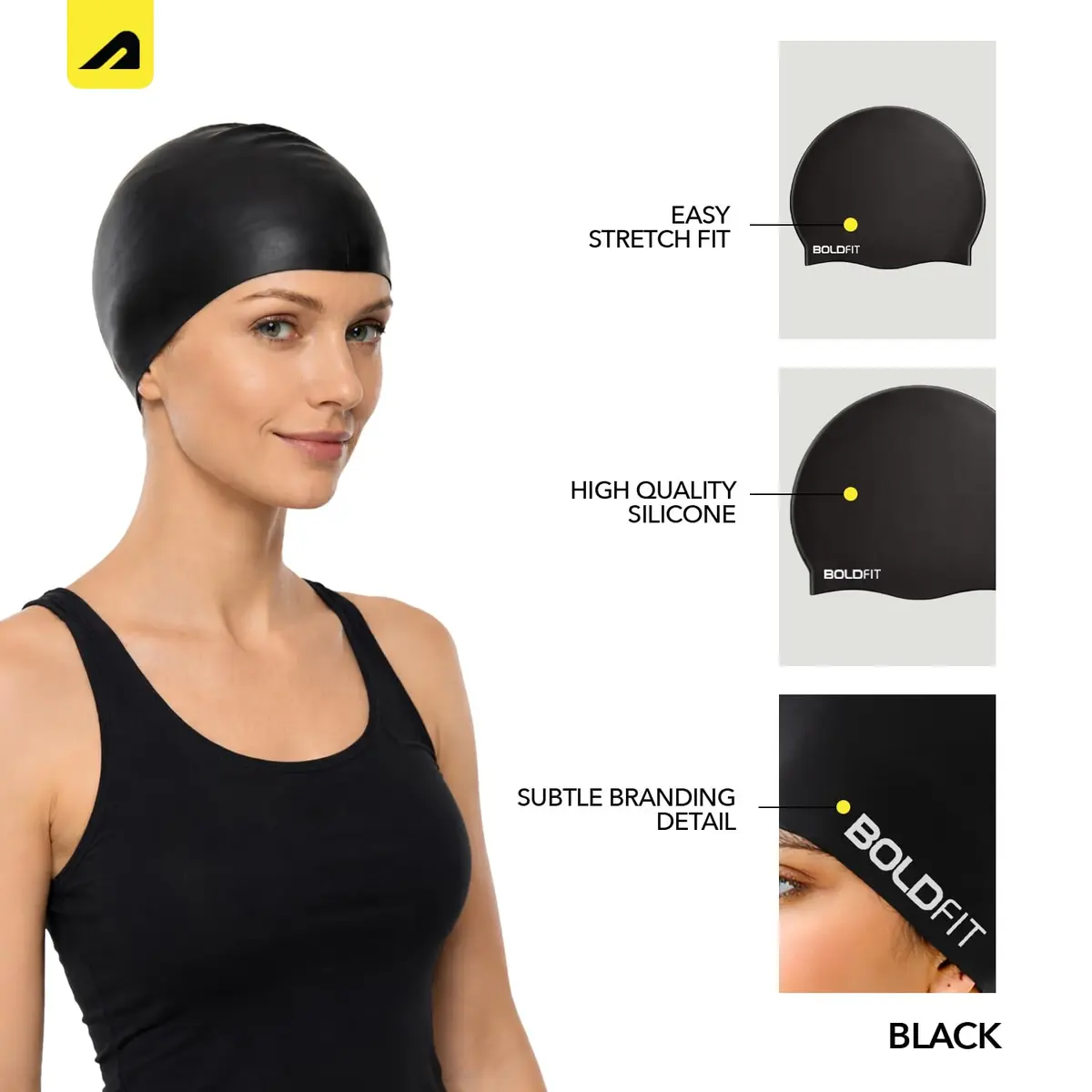 Boldfit Swimming Cap for Women Silicone Long Hair | Waterproof, UV Protection, Easy Fit - view 2