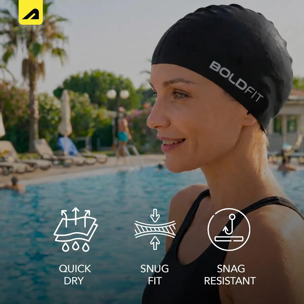 Boldfit Swimming Cap for Women Silicone Long Hair | Waterproof, UV Protection, Easy Fit - view 4