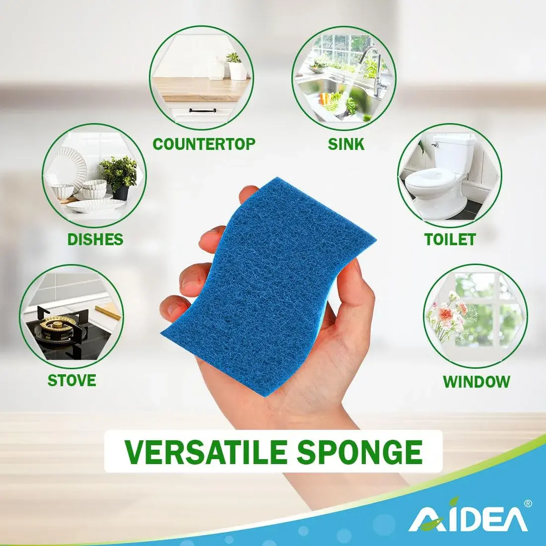 AIDEA Kitchen Sponges 6 Count, Light-Blue | Non-Scratch Scrub Sponge for Dishes & Surfaces - view 5