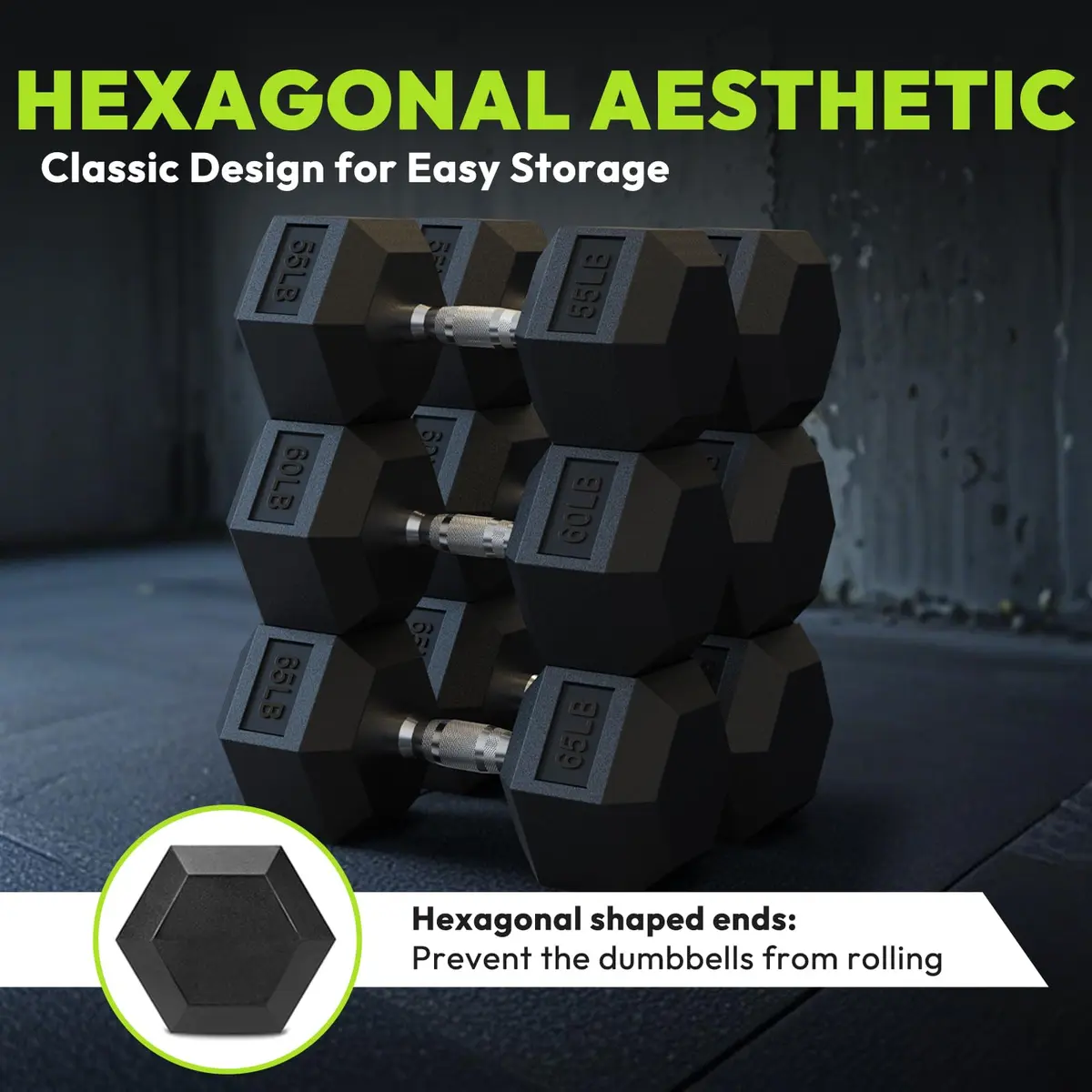 HANDBODE Rubber Encased Hex Dumbbell Pair, 12.5 lb | Versatile Strength Equipment for Home & Gym - view 9