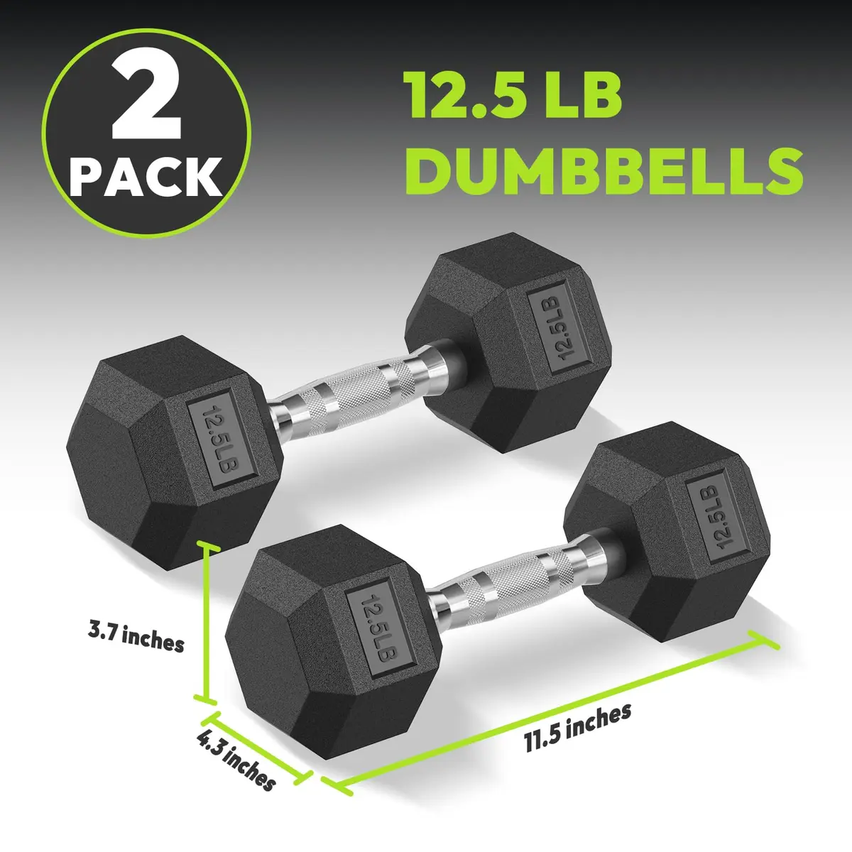 HANDBODE Rubber Encased Hex Dumbbell Pair, 12.5 lb | Versatile Strength Equipment for Home & Gym - view 2