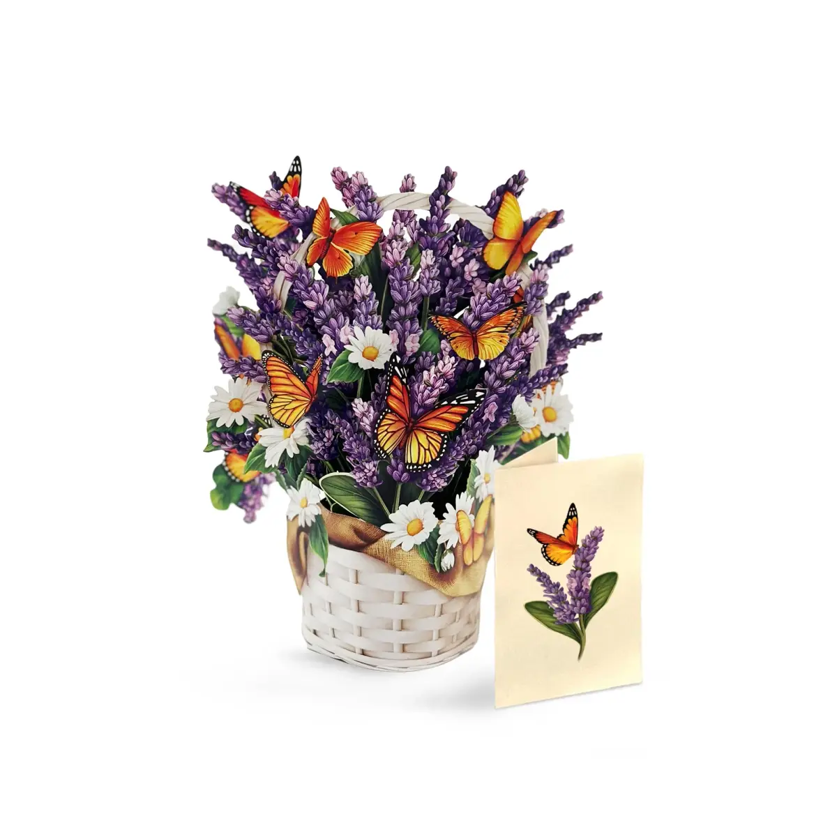 Freshcut Paper Mini Lavender & Butterflies Pop Up Card 5.5 Inch | Vibrant 3D Floral Art for Any Occasion - main product image