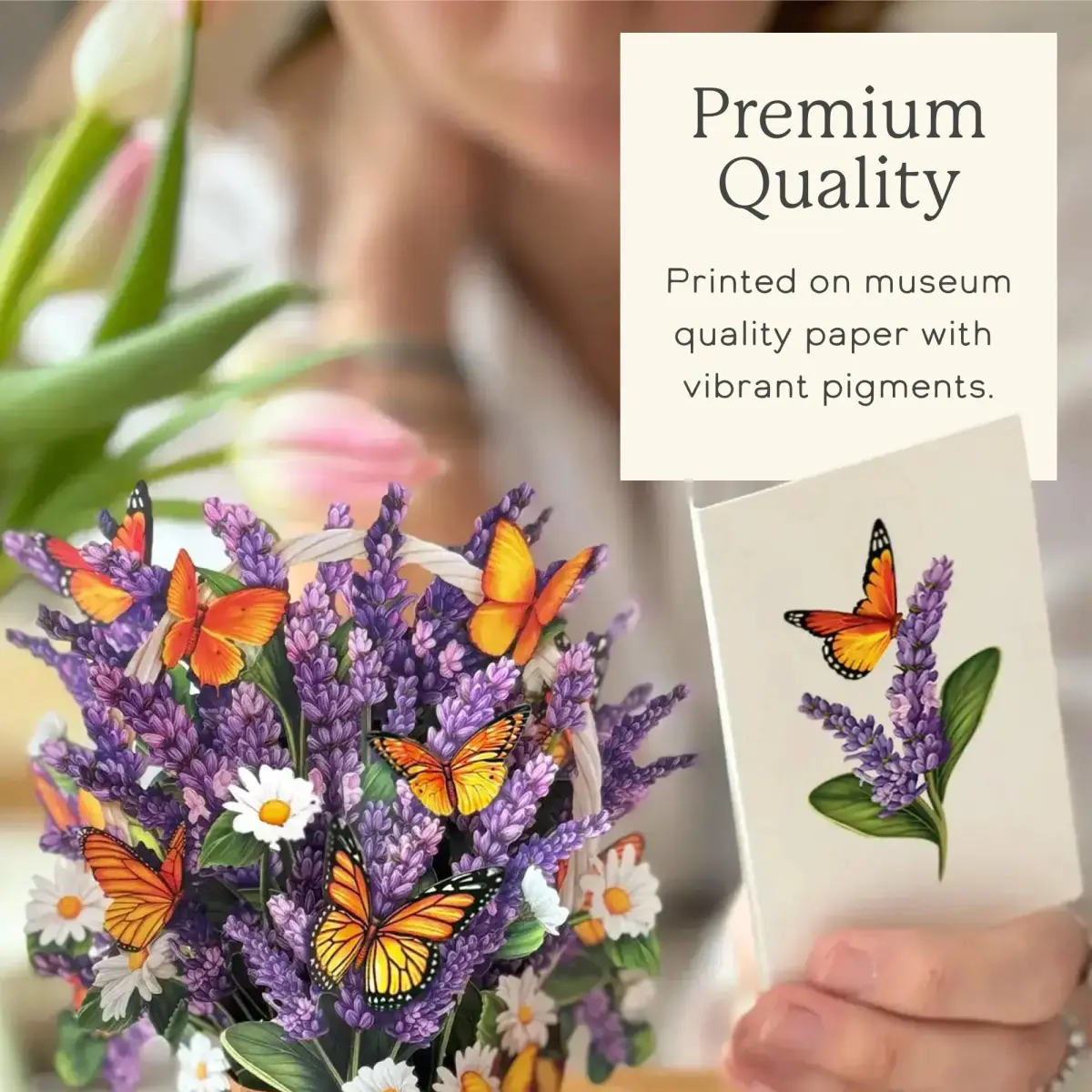 Freshcut Paper Mini Lavender & Butterflies Pop Up Card 5.5 Inch | Vibrant 3D Floral Art for Any Occasion - view 5