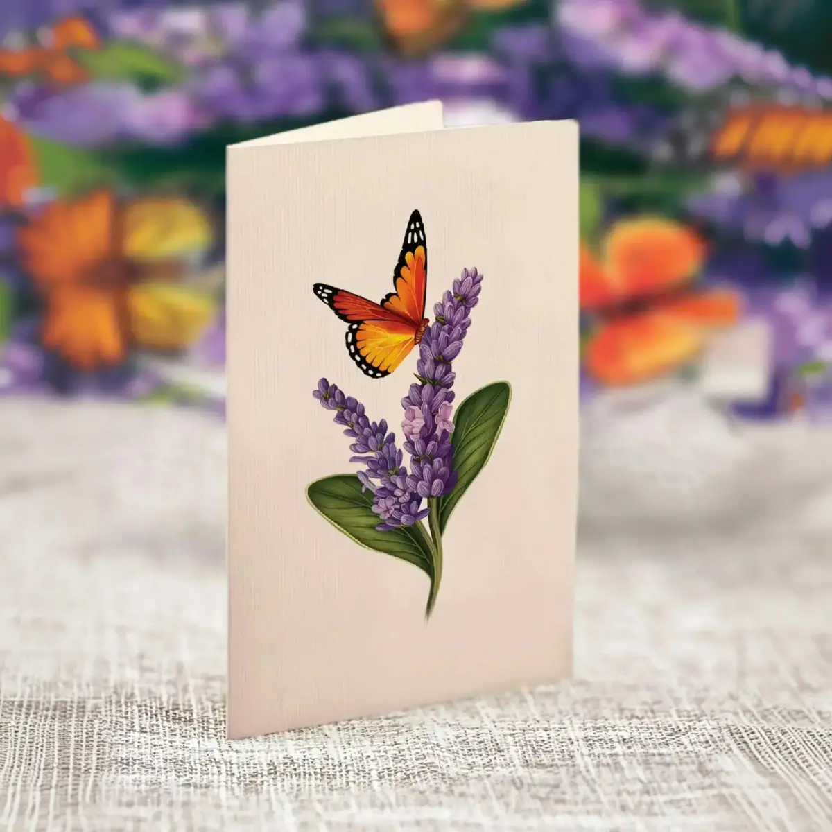 Freshcut Paper Mini Lavender & Butterflies Pop Up Card 5.5 Inch | Vibrant 3D Floral Art for Any Occasion - view 6