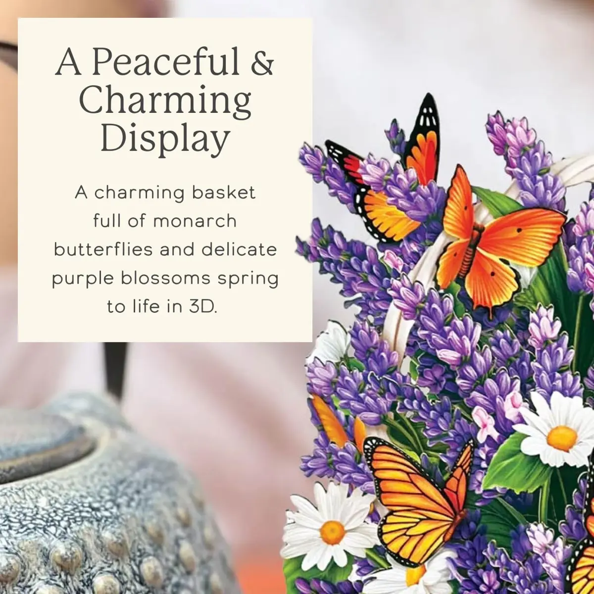 Freshcut Paper Mini Lavender & Butterflies Pop Up Card 5.5 Inch | Vibrant 3D Floral Art for Any Occasion - view 3