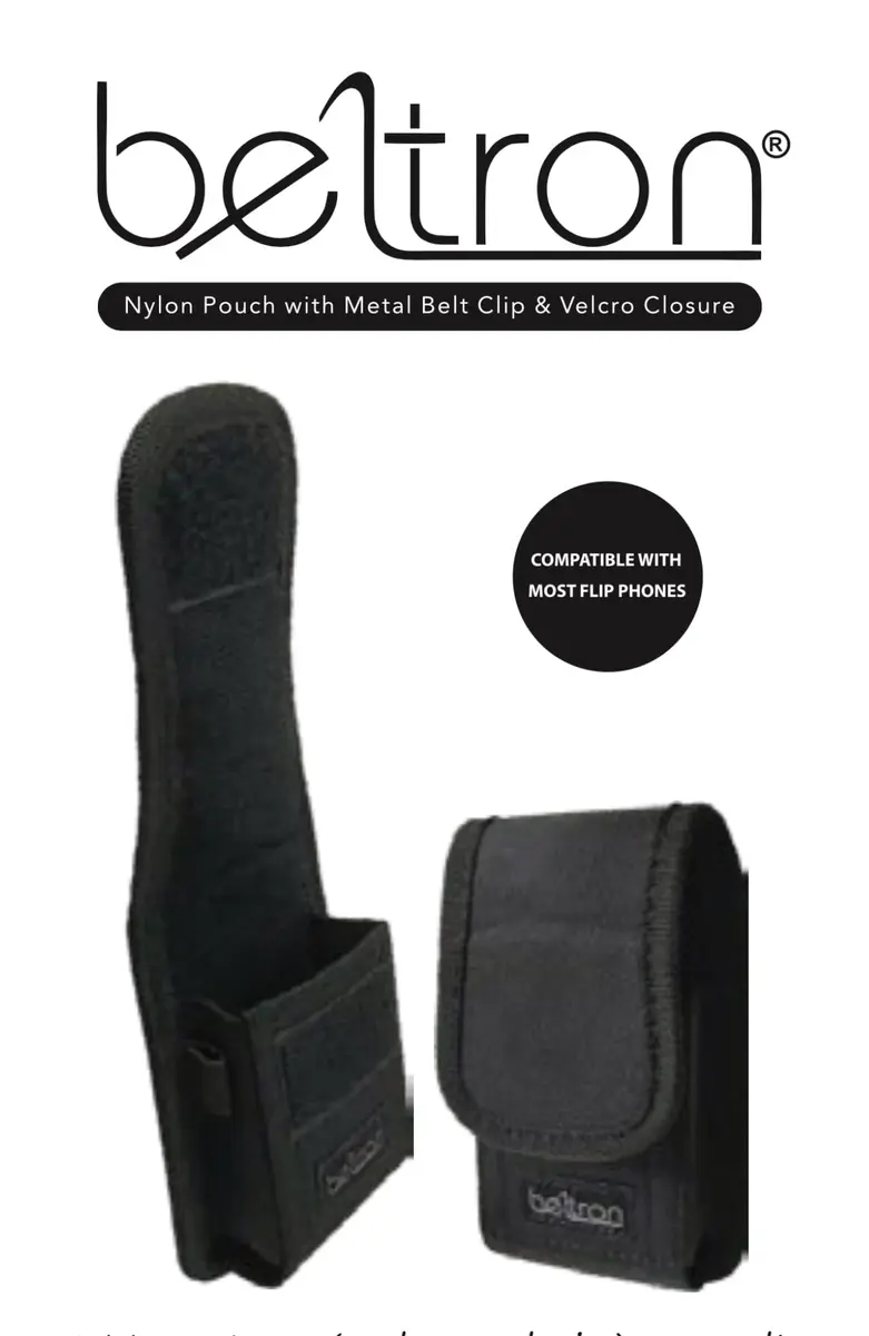 BELTRON Vertical Nylon Case for CAT S22 Flip Phone & Sonim XP3 Plus, Heavy Duty Belt Loop & Metal Clip, Black - view 5