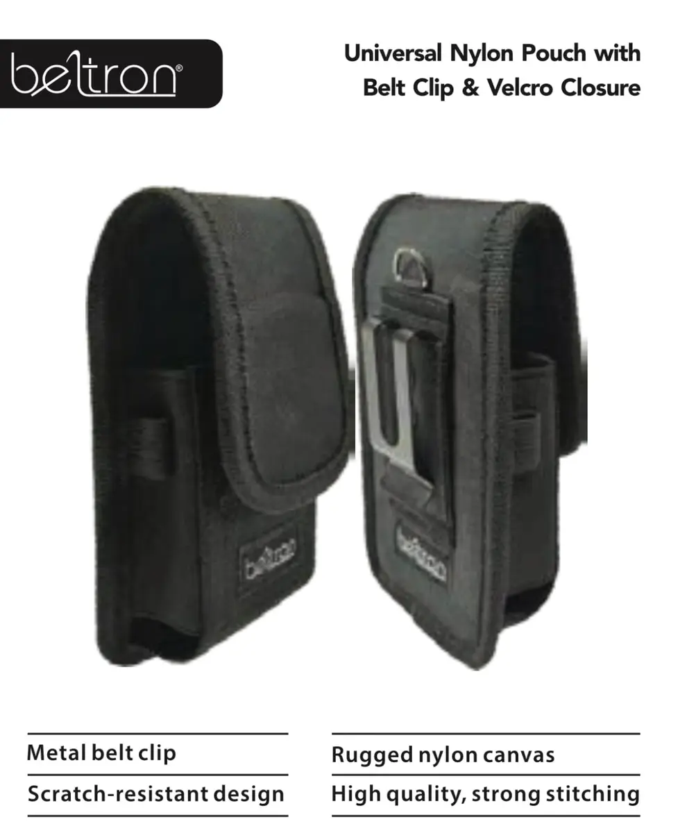 BELTRON Vertical Nylon Case for CAT S22 Flip Phone & Sonim XP3 Plus, Heavy Duty Belt Loop & Metal Clip, Black - view 6
