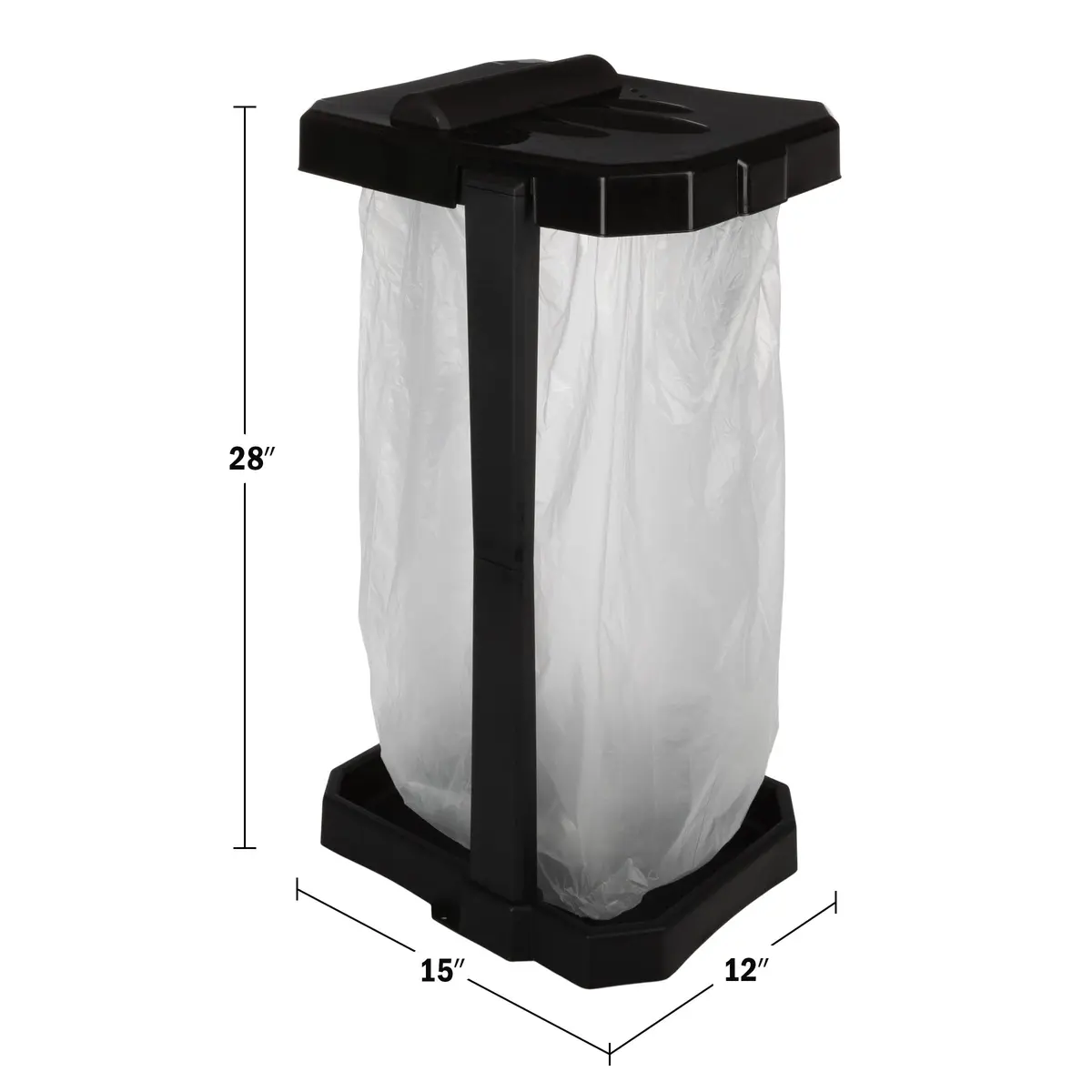 Wakeman Heavy Duty Black Trash Bag Portable Trash Bag Holder Stand with 7 Bags | Collapsible Outdoor & Indoor Garbage Bin - view 7