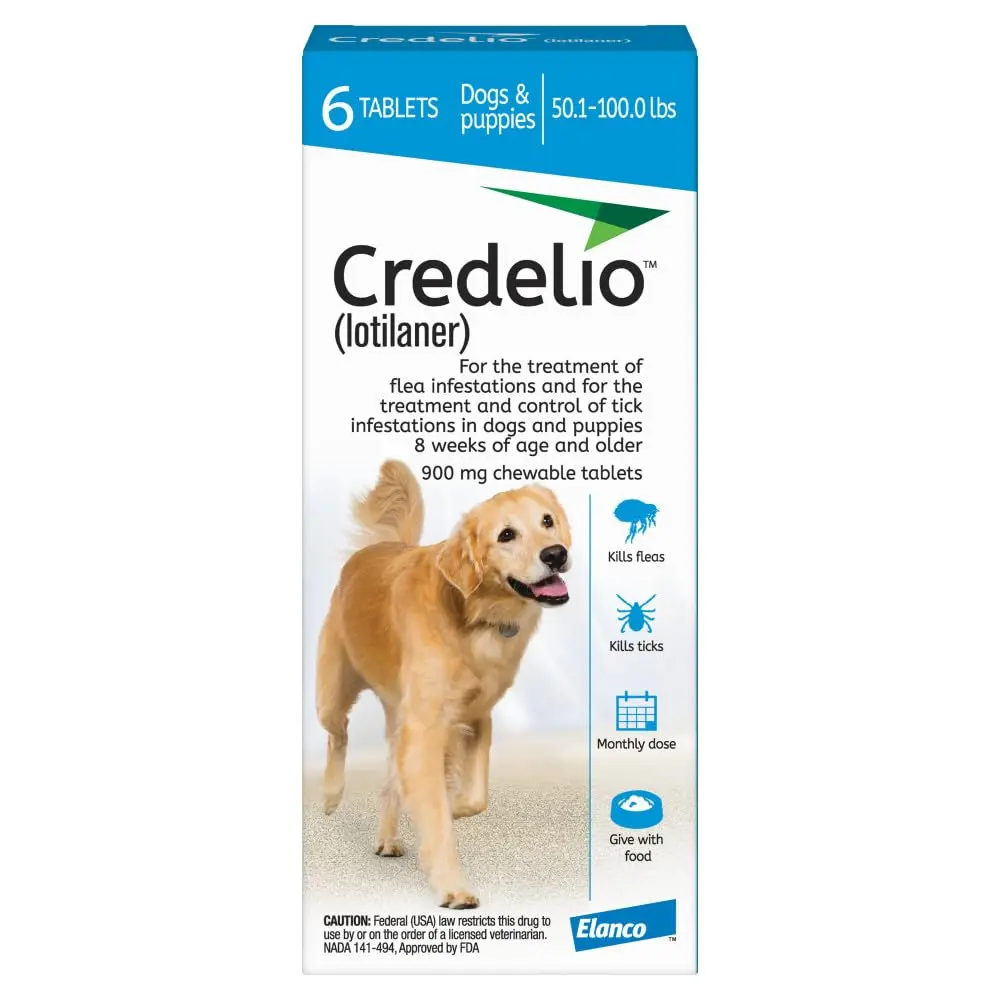 Credelio Tick & Flea Treatment for Dogs 50.1-100 lbs. | Fast-Acting Chewable Infestation Prevention - main product image