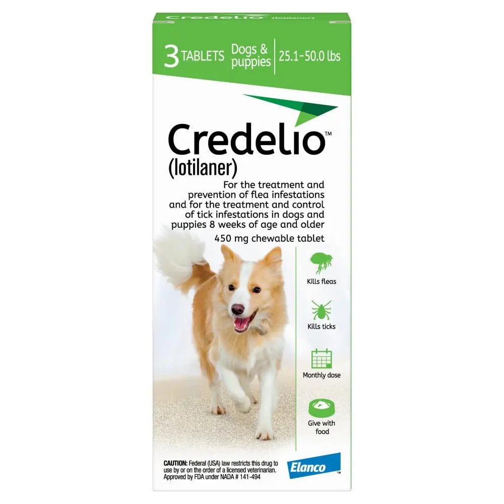 Credelio Chewable for Dogs 25.1-50 lbs | Fast-Acting Tick & Flea Protection - main product image