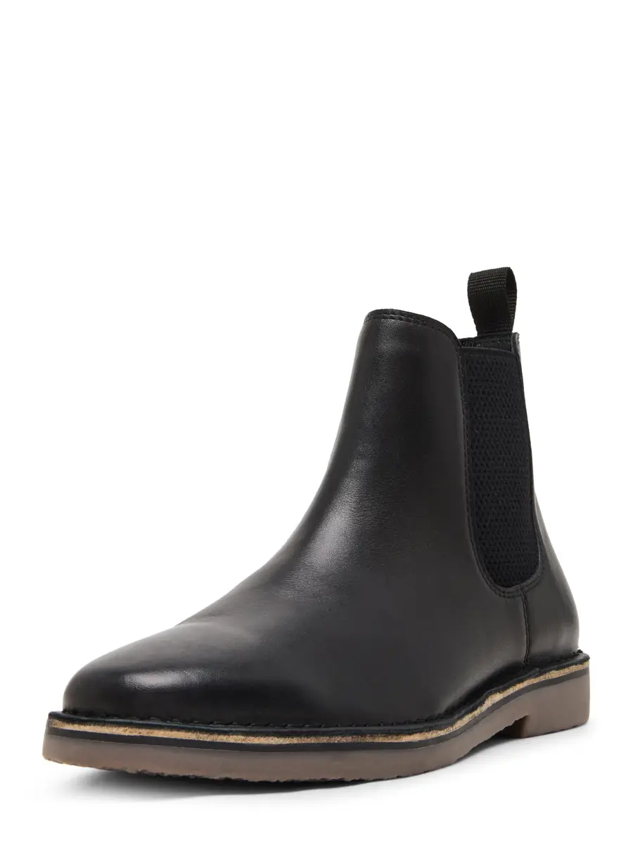 Steve Madden Chelsea Boot 11 | Black Leather, Ankle-High, Slip-On, Solid, All Seasons - main product image